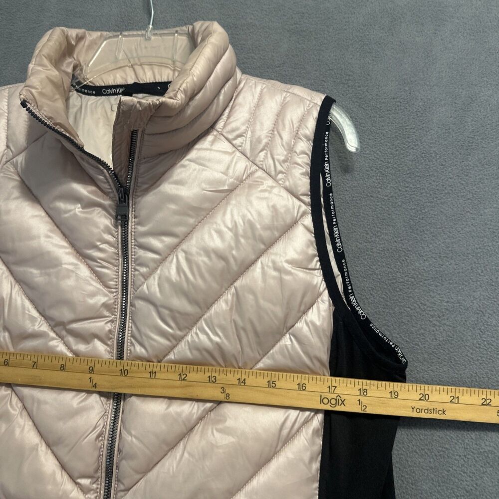 Calvin Klein Performance Puffer Vest Quilted Womens Size Large Pink Black - Picture 7 of 7